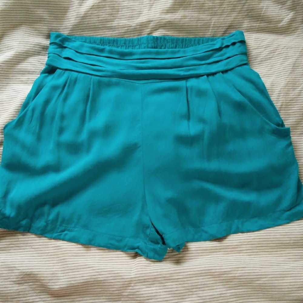 High waist Turquoise Shorts